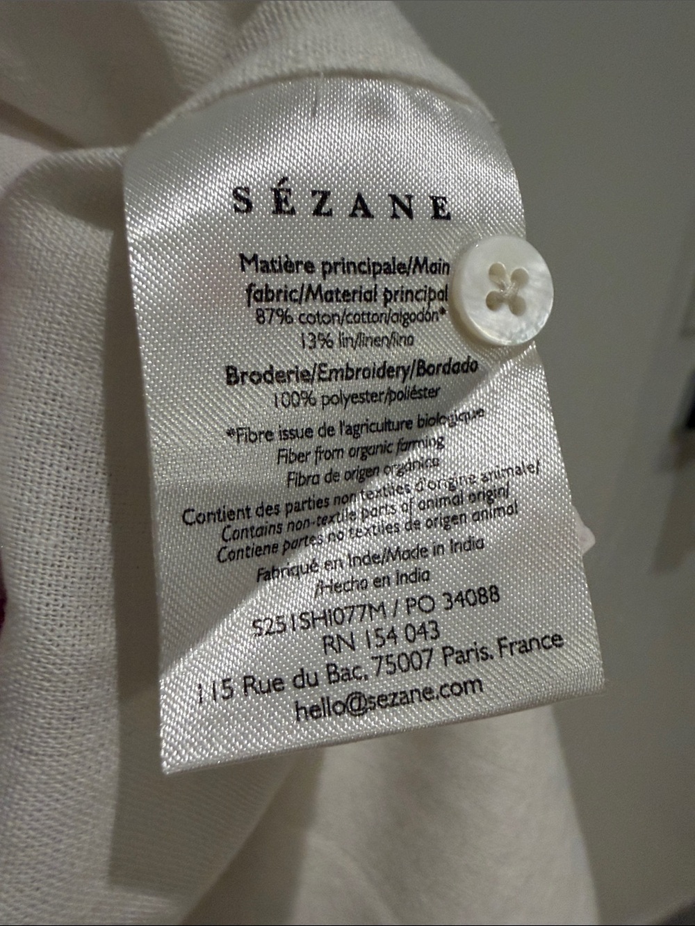 Sezane White Embroidered Floral Button-Up Blouse - new without tags - Picture 12 of 12